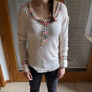 W’s Free People Henley - Rainbow Knit